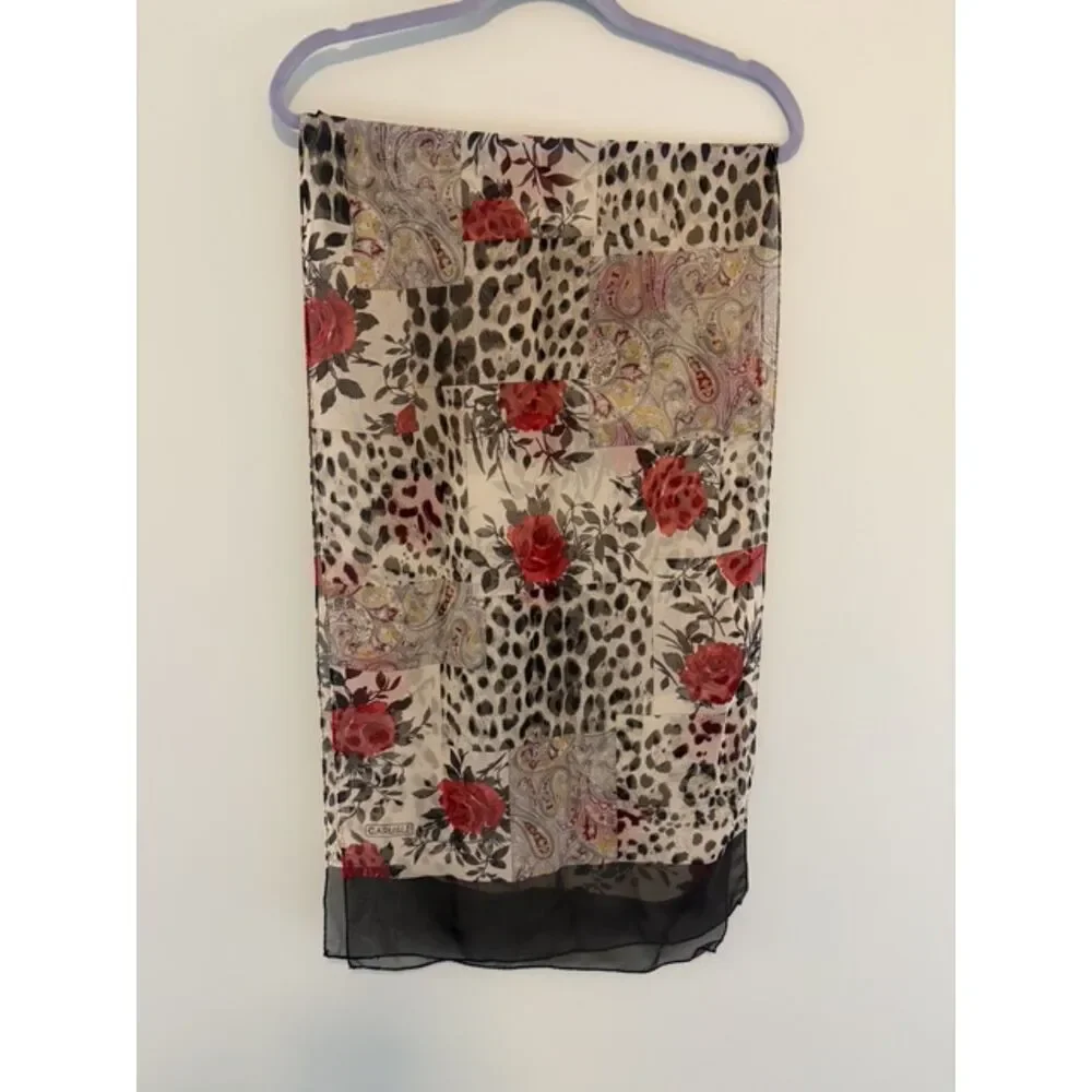 Carlisle Vintage Leopard Rose Silk Scarf